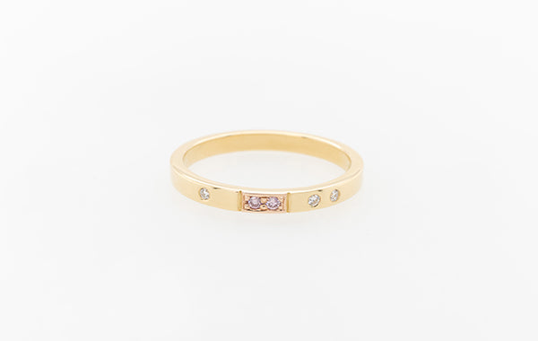 Wedding Ring Offset Pink & White Diamonds
