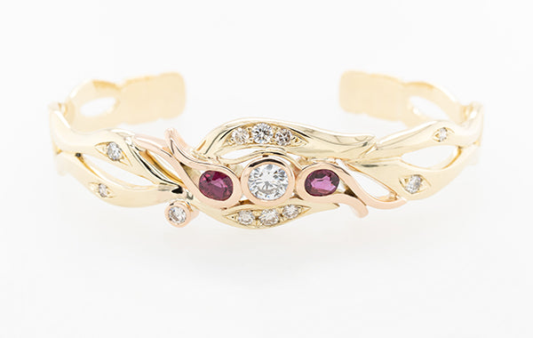 Diamond & Ruby Solid Cuff