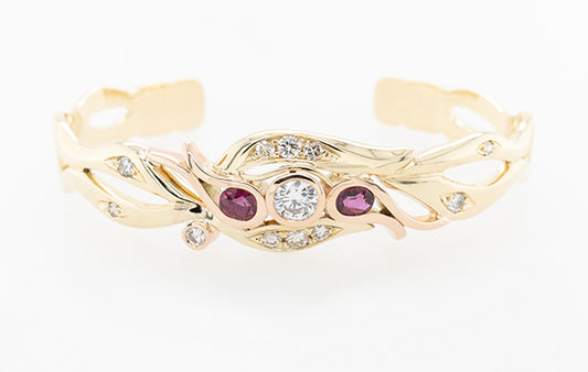 Diamond & Ruby Solid Cuff