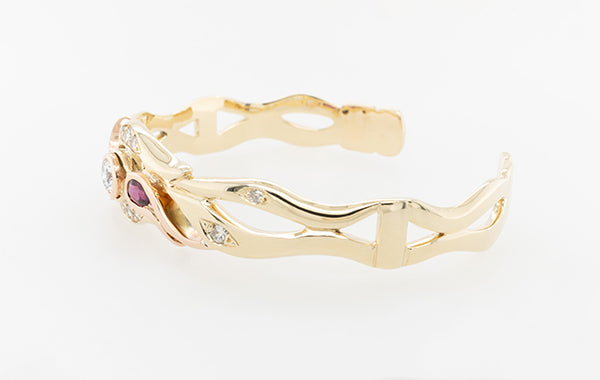 Diamond & Ruby Solid Cuff
