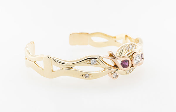 Diamond & Ruby Solid Cuff