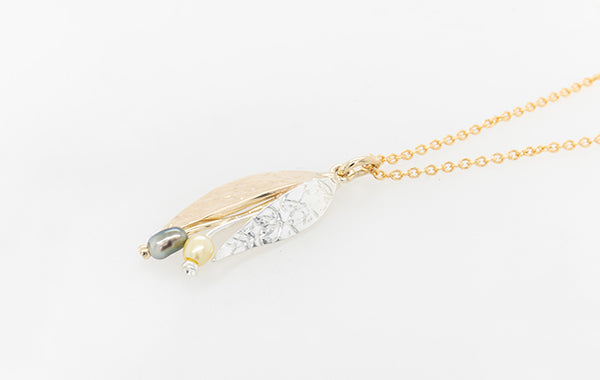 Gum Leaf Keshi Pendant Two-Tone