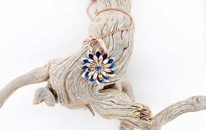 Everlasting Flower Purple Sapphire Pendant