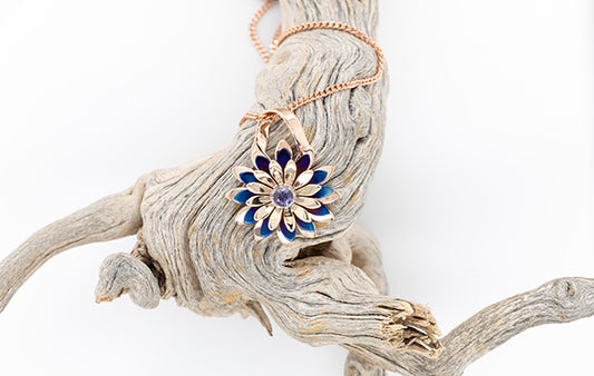 Everlasting Flower Purple Sapphire Pendant