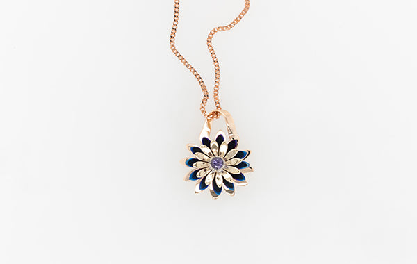 Everlasting Flower Purple Sapphire Pendant