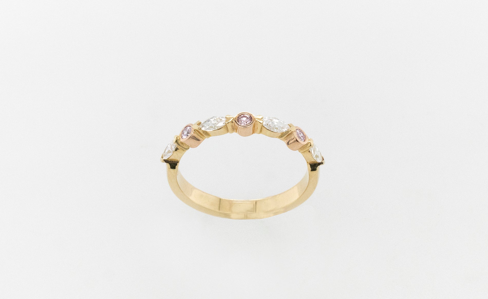 Wedding Ring Pink & Marquise Diamonds