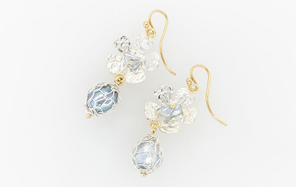French Knitted Geraldton Wax Pearl Earrings
