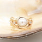 Pearl Akoya & Coral Diamond Ring