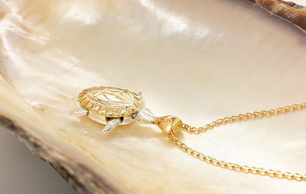 Turtle Two-Tone Carved Pendant