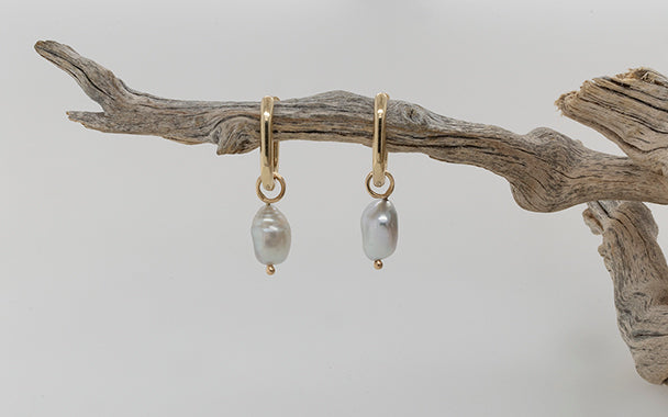 Keshi Drop Hoop Earrings 