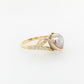 Pearl & Diamond Split Shank Ring 