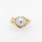 Pearl & Diamond Split Shank Ring 
