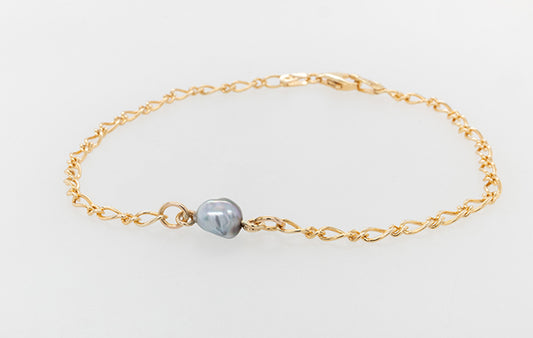 Keshi Pearl Figaro Bracelet 19cm