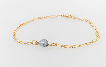 Keshi Pearl Figaro Bracelet 19cm 