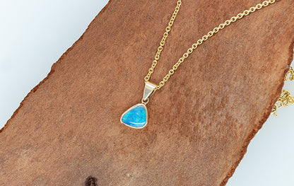 Opal Plain Blue and Gold Pendant