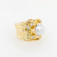 South Sea Pearl, Pink and White Diamond Molten Ring