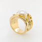 South Sea Pearl, Pink and White Diamond Molten Ring