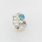 Opal ring with Green Sapphire and Light Blue Toaz