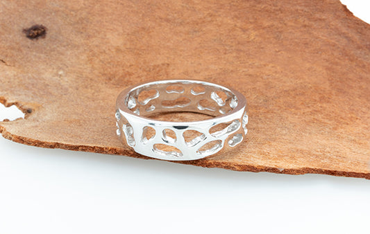 Coral Gent's Ring in Silver