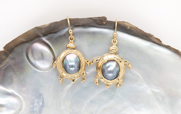 Turtle (Articulated) Mabe Diamond Earrings