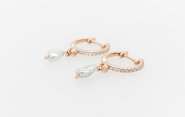 Diamond & Keshi Hugie Earrings