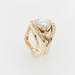 Akoya Pearl & Diamond Two Tone Ring