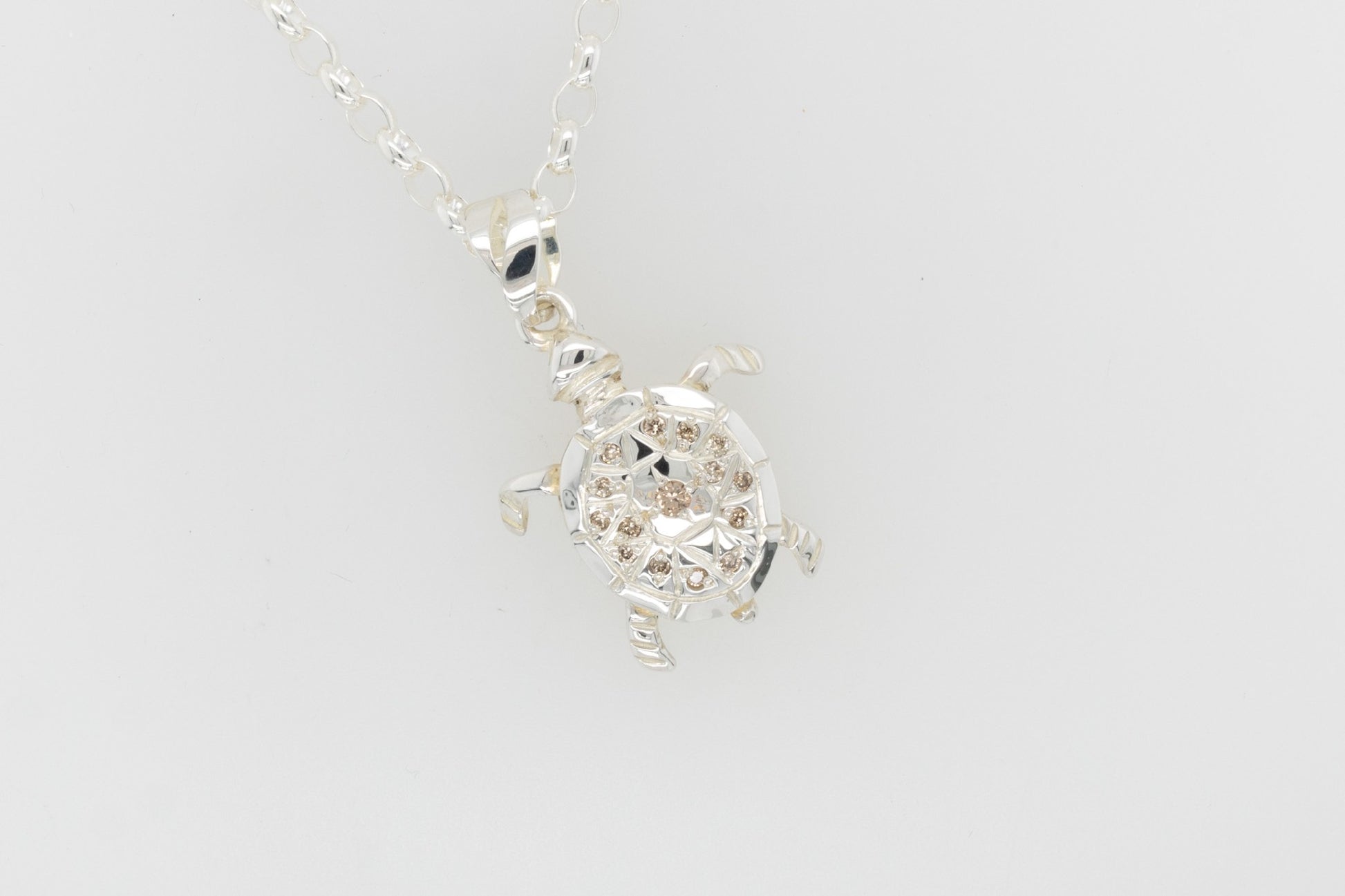Diamond Turtle Carved Pendant