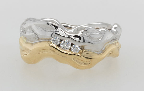 Molten 18YW Gold and Dia Gents Ring