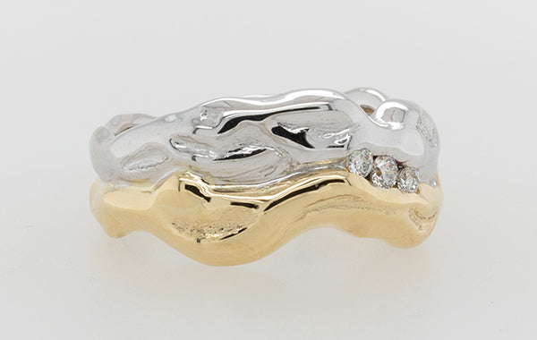 Molten 18YW Gold and Dia Gents Ring