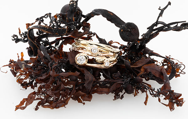 Seaweed 9ct Yellow and Rose with 3 x Diamond Ring 