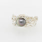 Silver Abrolhos Island Black Pearl French Knit Ring