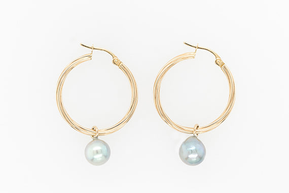 Abrohlos Pearl Twisted Hoop Earrings