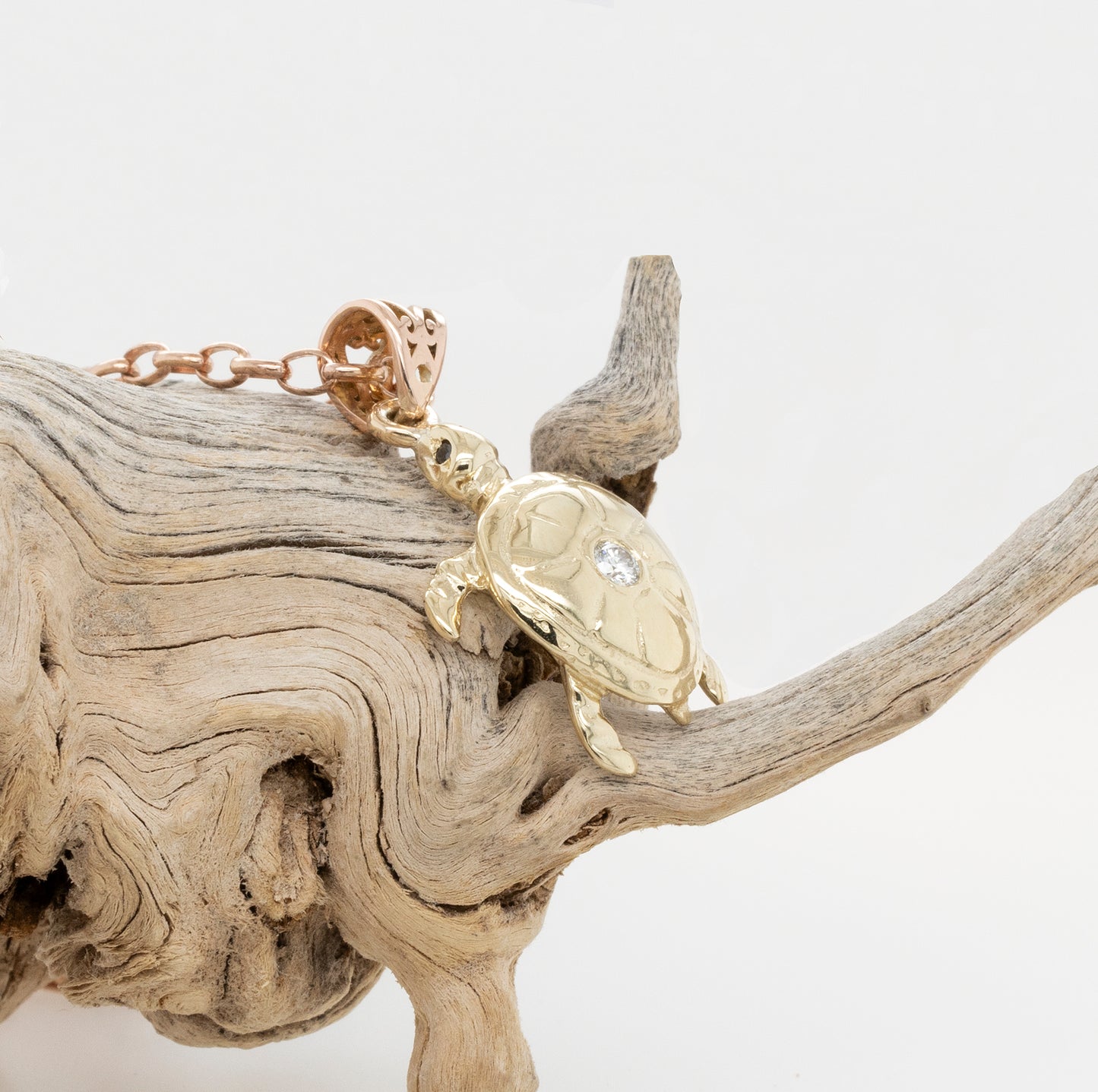 Turtle Small Two-Toned Diamond Pendant