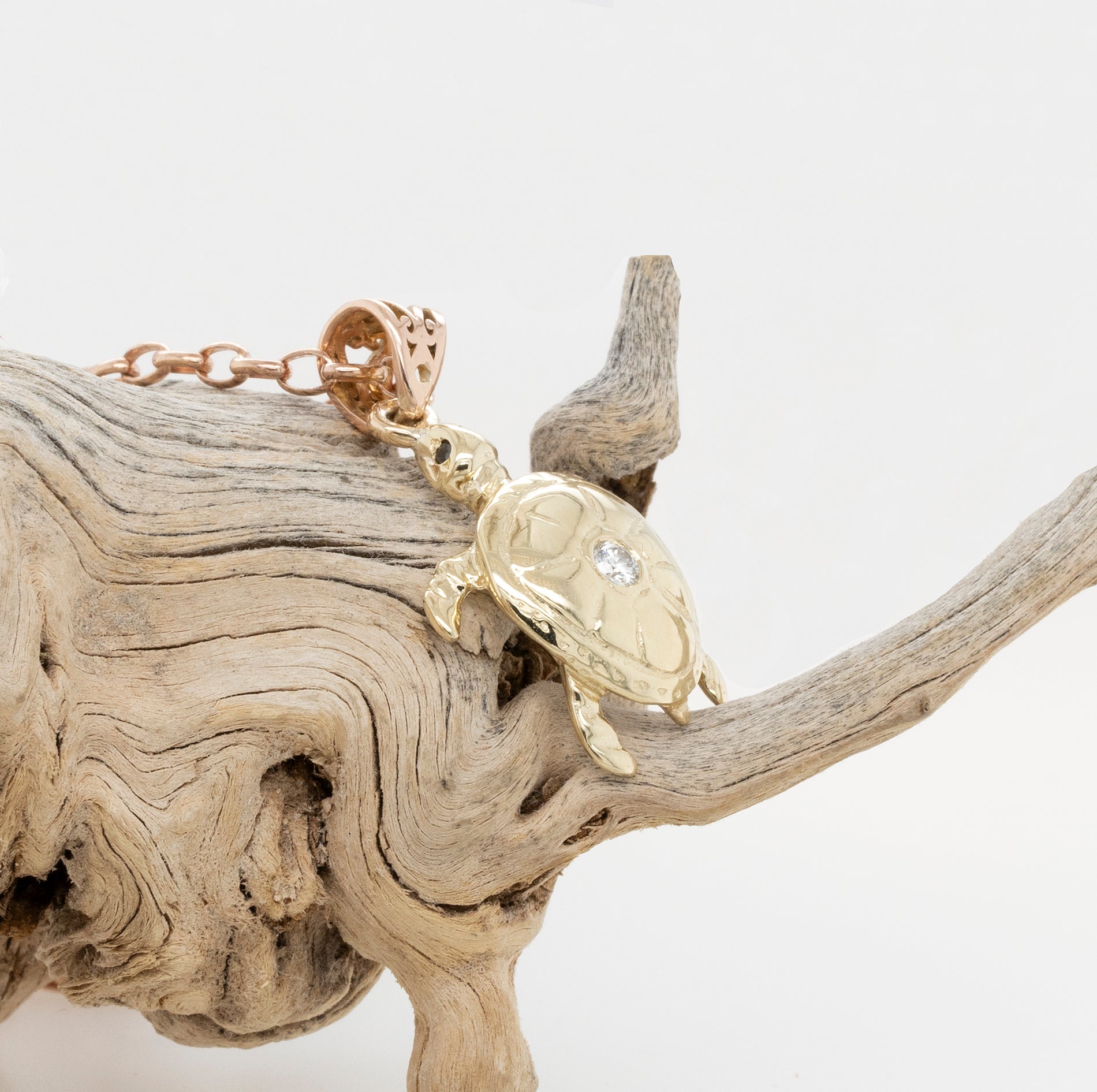 Turtle Small Two-Toned Diamond Pendant
