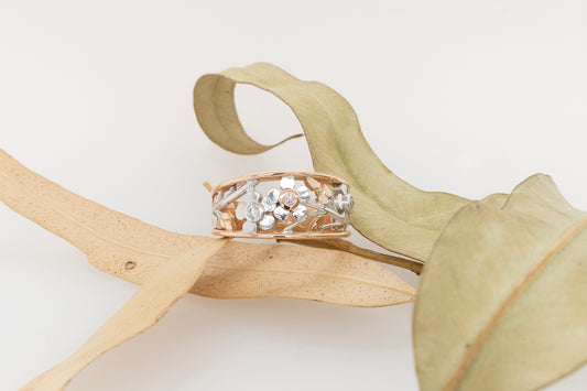 Geraldton Wax 3 Flower Pink Diamond Ring