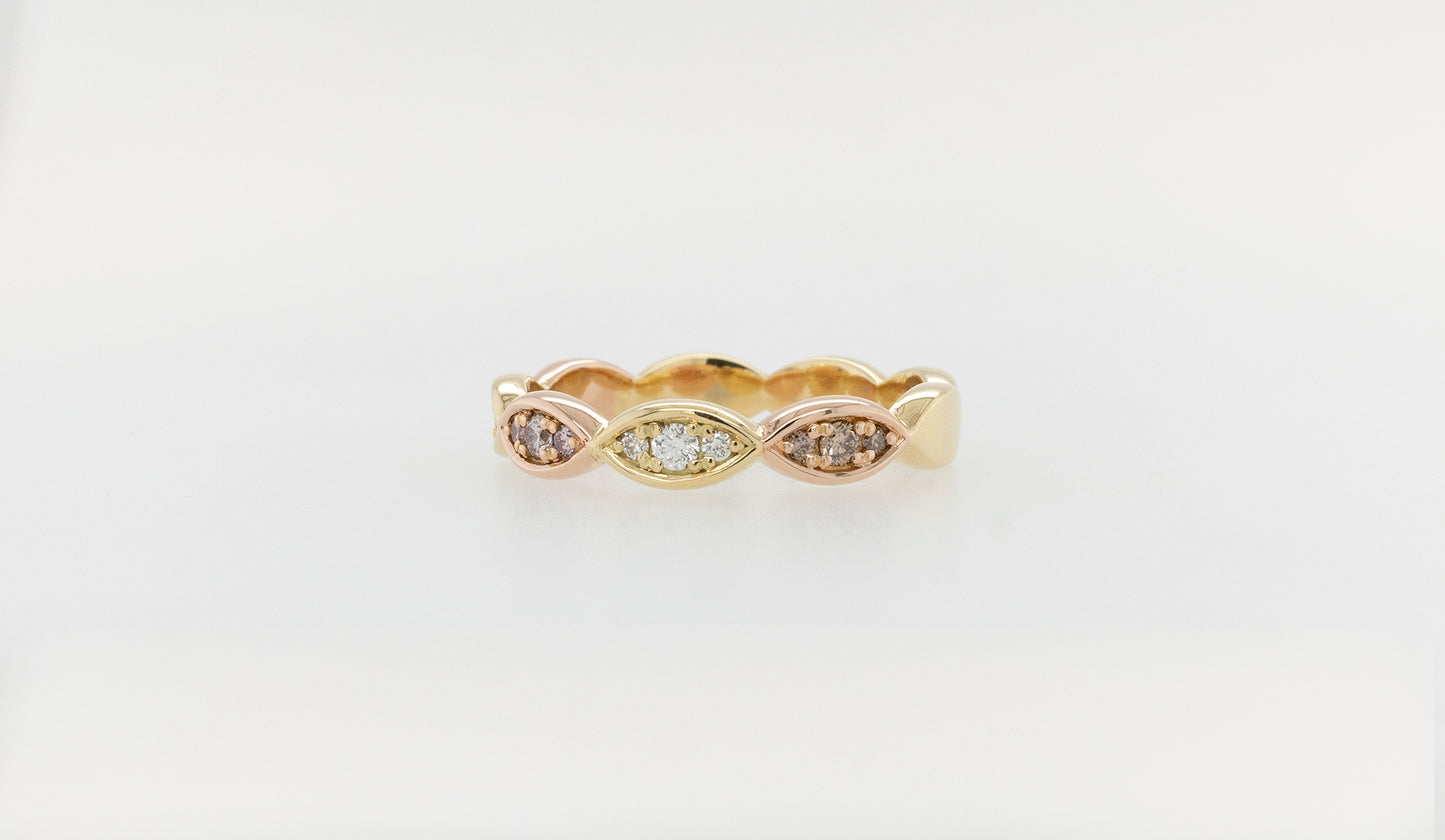 Pink, White & Champagne Diamond Anniversary/Wedding Stacker Ring 18YR