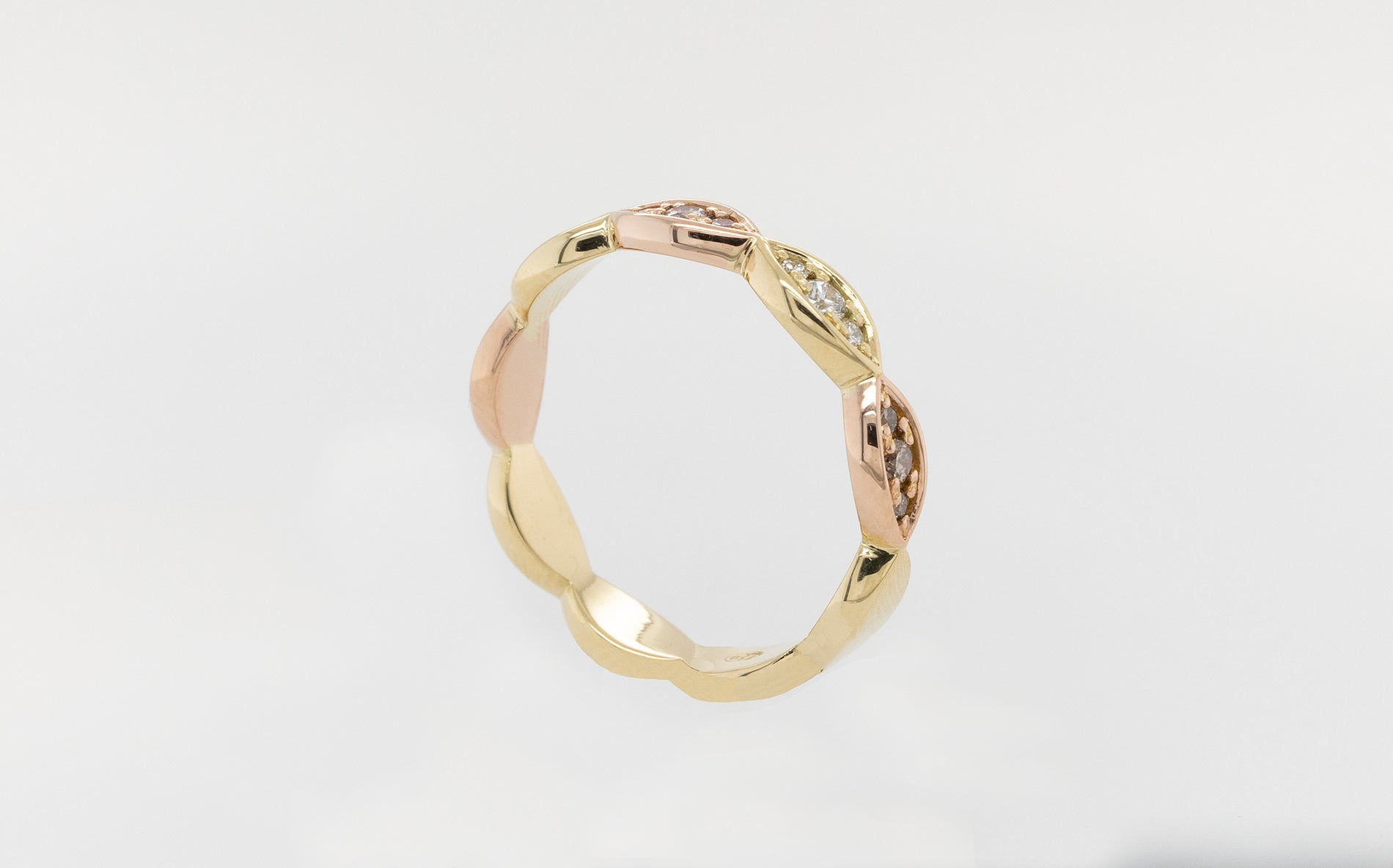 Pink, White & Champagne Diamond Anniversary/Wedding Stacker Ring 18YR