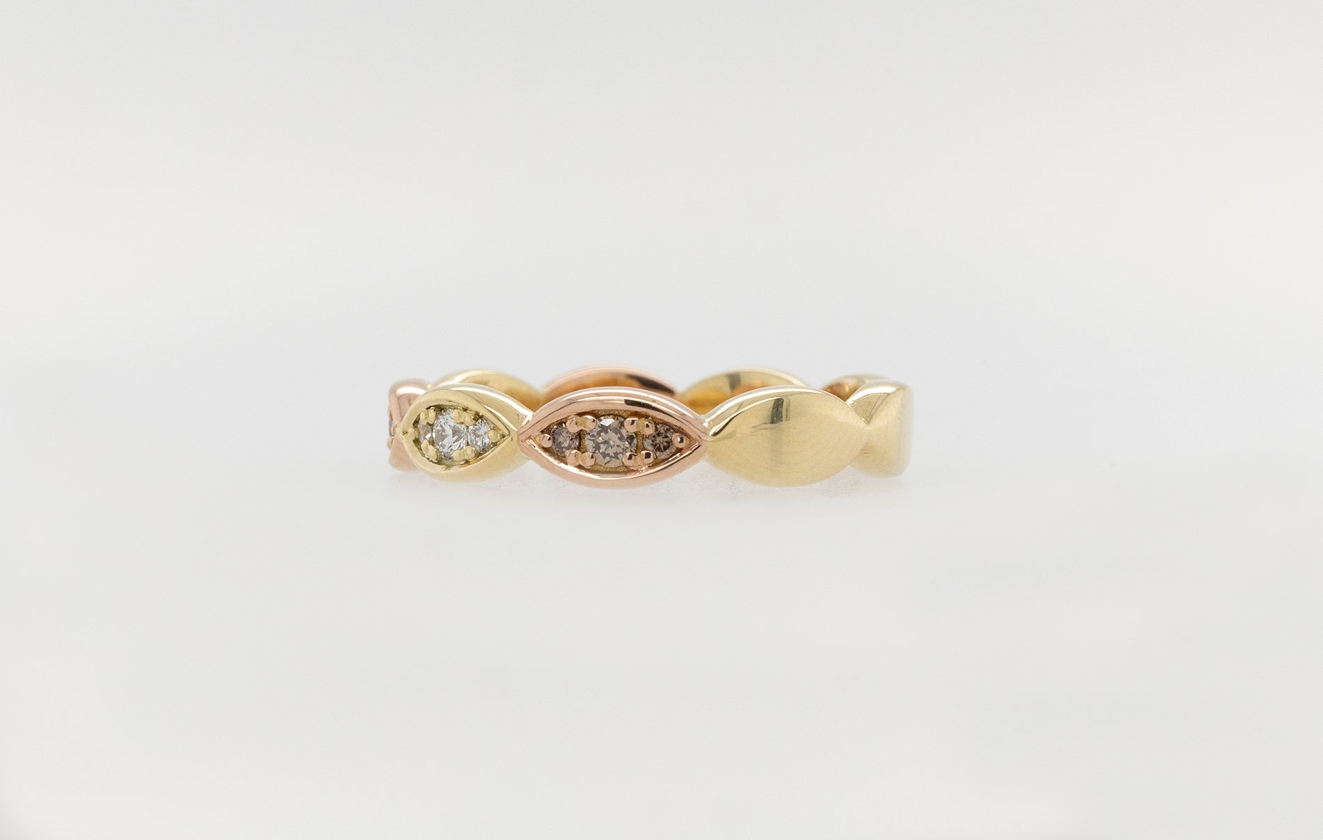 Pink, White & Champagne Diamond Anniversary/Wedding Stacker Ring 18YR