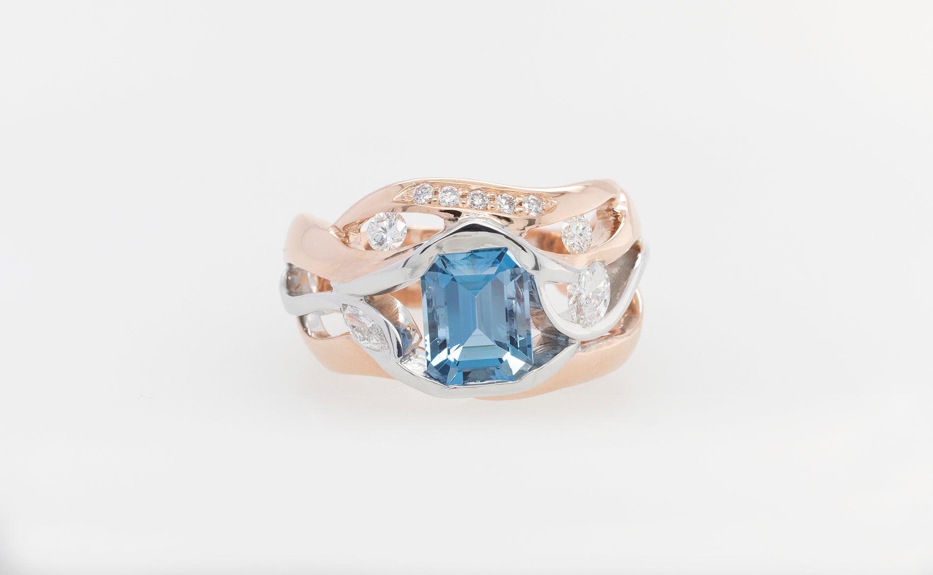 Aquamarine & Diamond Dress Ring 9RW