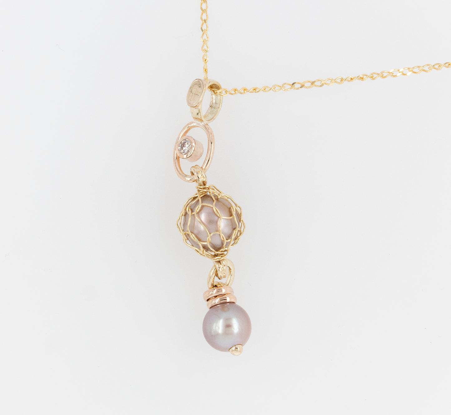 French Knitted Abrolhos Pearl & Diamond Pendant 