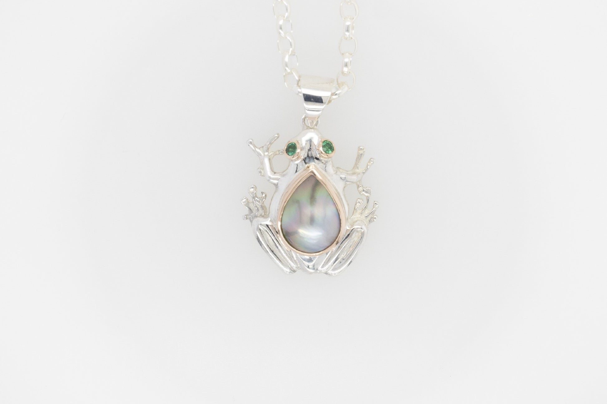 Frog Pendant Mabe With Emeralds