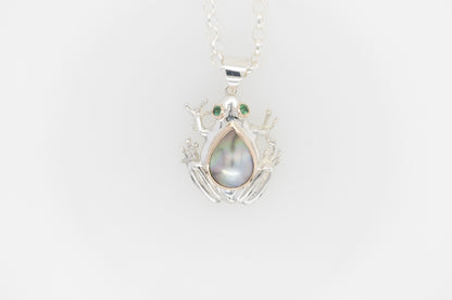 Frog Pendant Mabe With Emeralds