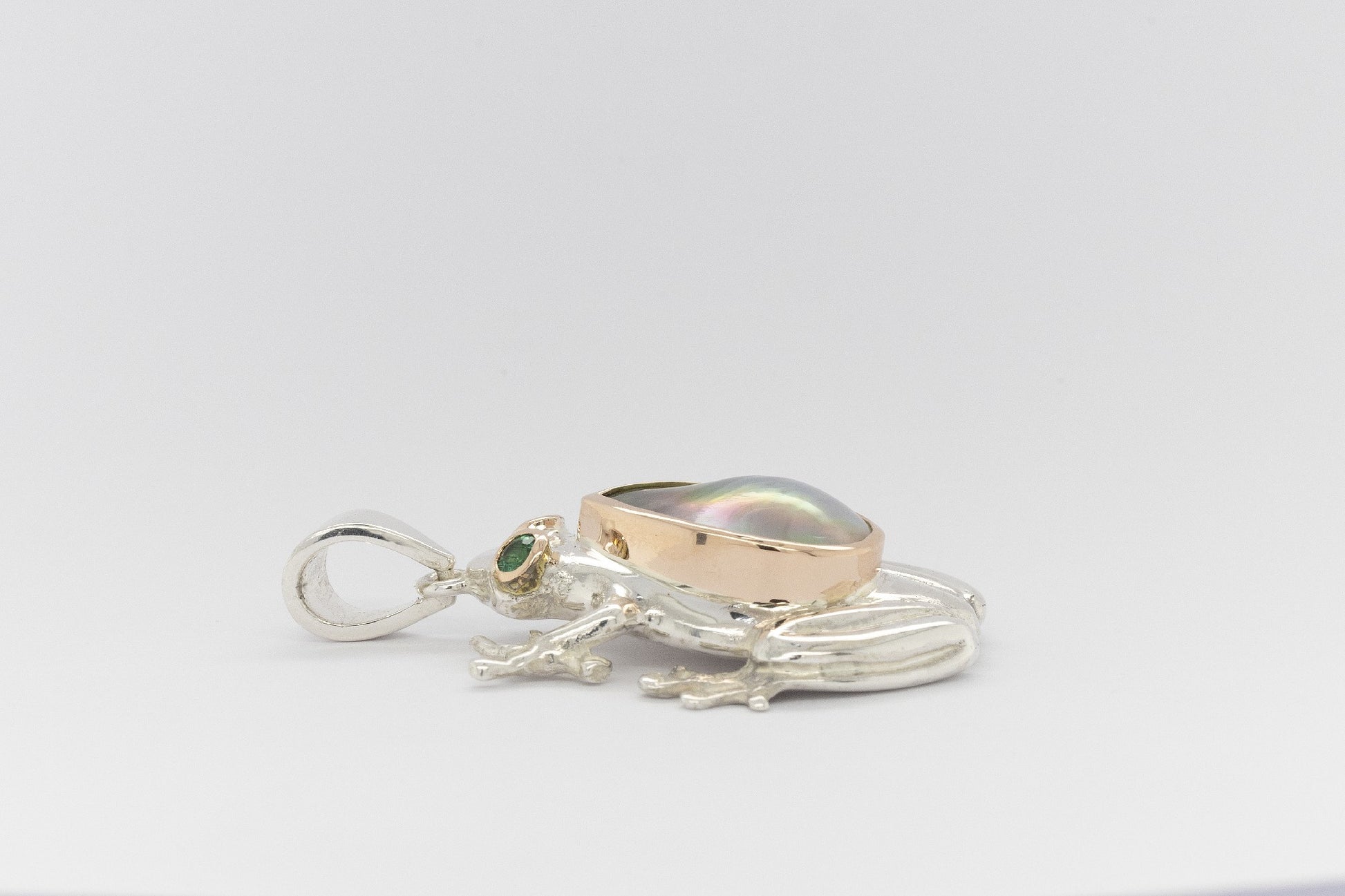 Frog Pendant Mabe With Emeralds
