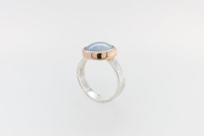 Embossed Mabe Ring Silver and Rose