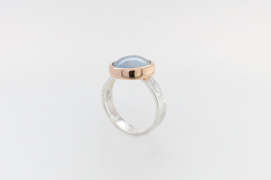 Embossed Mabe Ring Silver and Rose
