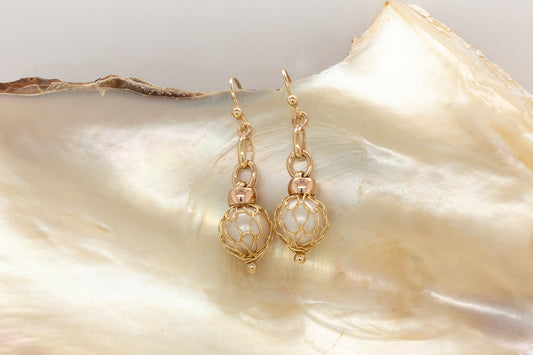 French Knitted 2 Tone Abrolhos Pearl Earrings