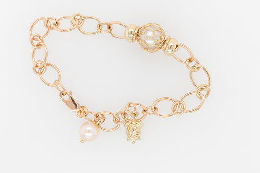French Knitted Turtle 2 Tone Abrolhos Pearl Bracelet