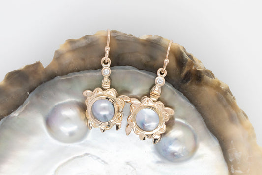 Turtle (Articulated) Mabe Diamond Earrings