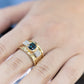 Sapphire Cushion & White Diamonds Embossed Ring