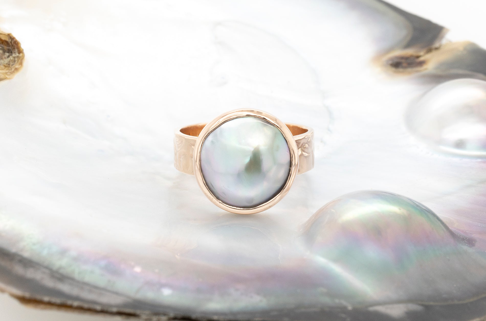 Embossed Mabe Ring